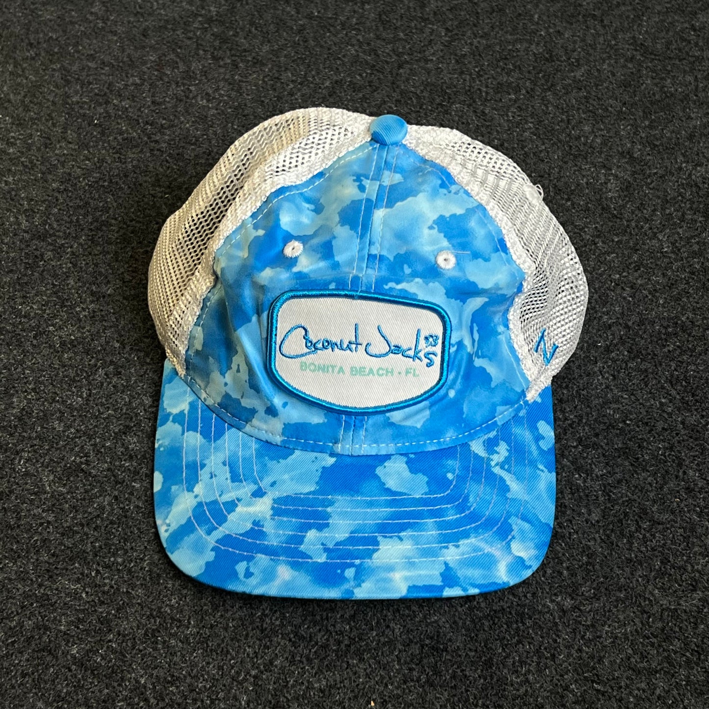 Mesh Trucker Cap – Blue Tie-Dye & White Mesh (Script Patch)