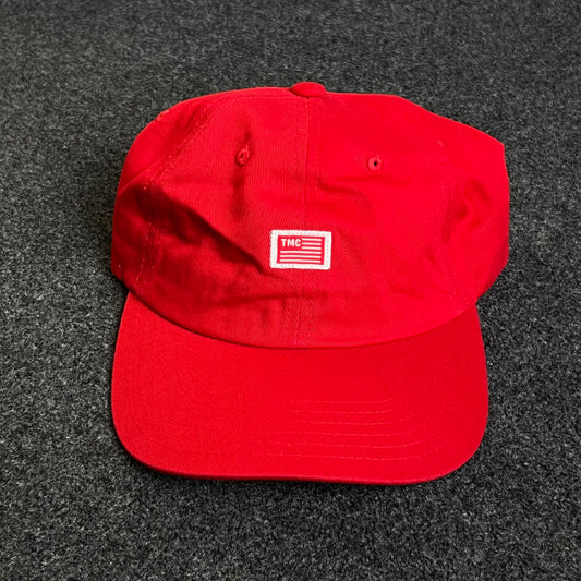 Unstructured Dad Cap – Red (Mini Square Patch)
