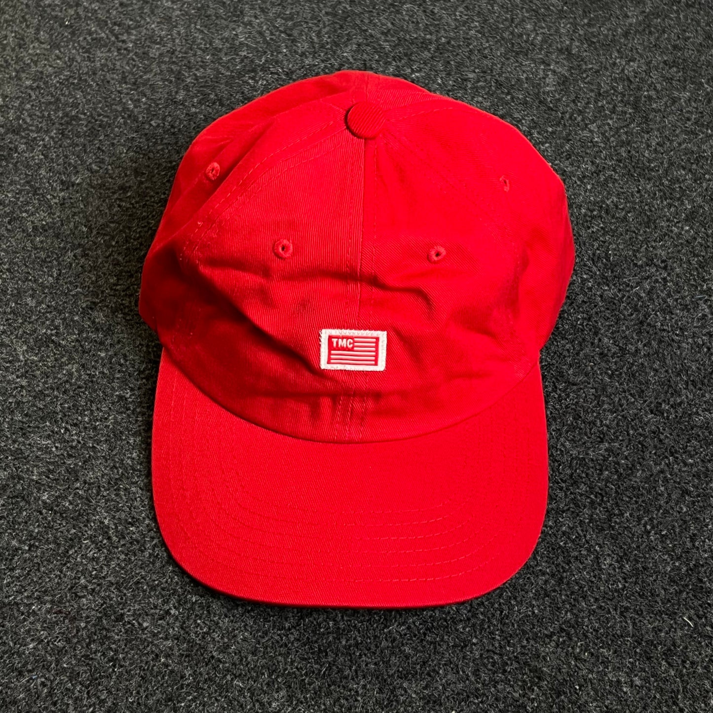 Unstructured Dad Cap – Red (Mini Square Patch)