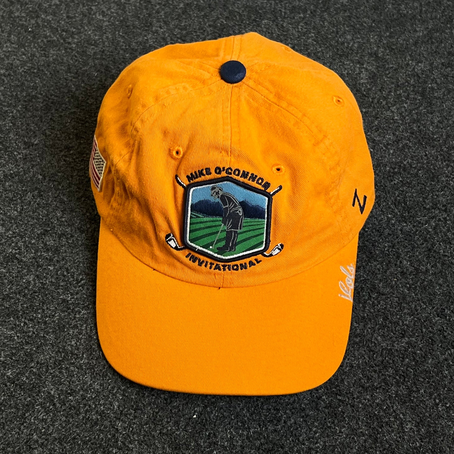 Unstructured Dad Cap – Gold “Mike O’Donnell Invitational” (Signature Brim)
