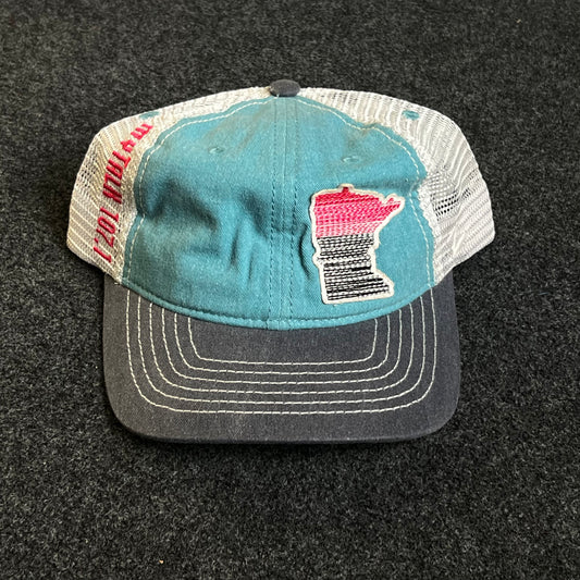 Mesh Trucker Cap – Teal, Gray & White Mesh (Frayed Minnesota Patch)