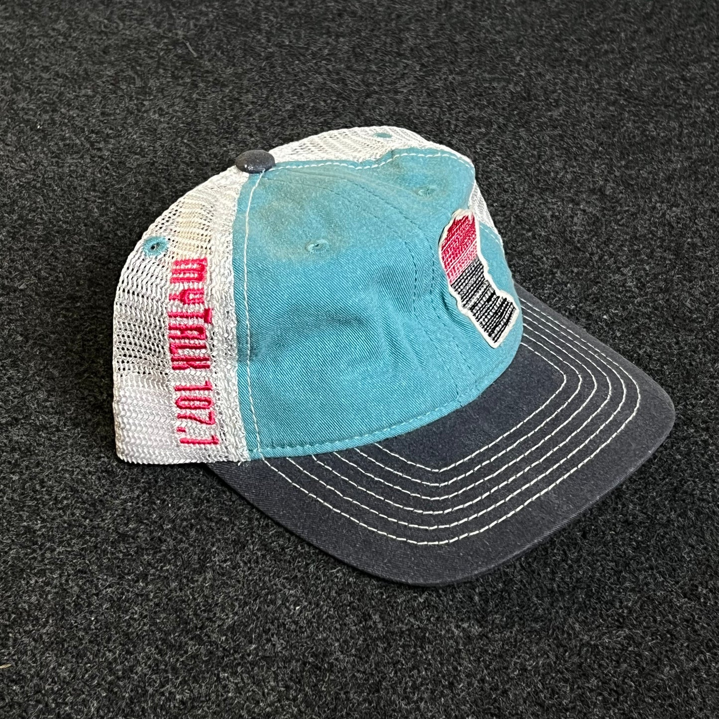 Mesh Trucker Cap – Teal, Gray & White Mesh (Frayed Minnesota Patch)