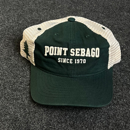 Point Sebago Mesh Trucker Cap – Forest Green & White Mesh (“Since 1970”)