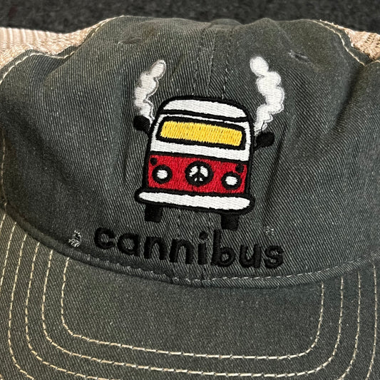 Mesh Trucker Cap – Sage Green & Khaki Mesh (“cannibus” Van Patch)