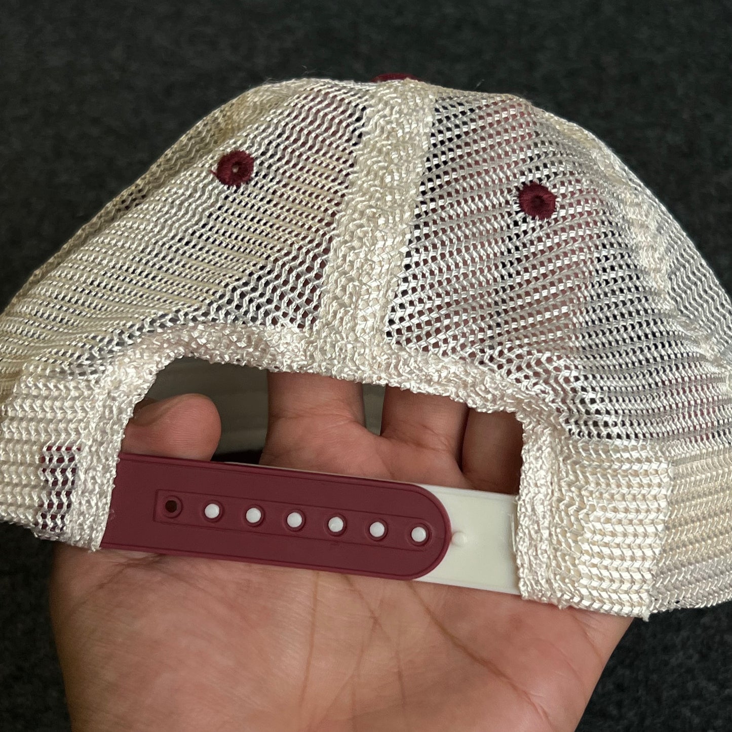 Harvard Mesh Trucker Cap – Crimson & White Mesh (Shield Patch)