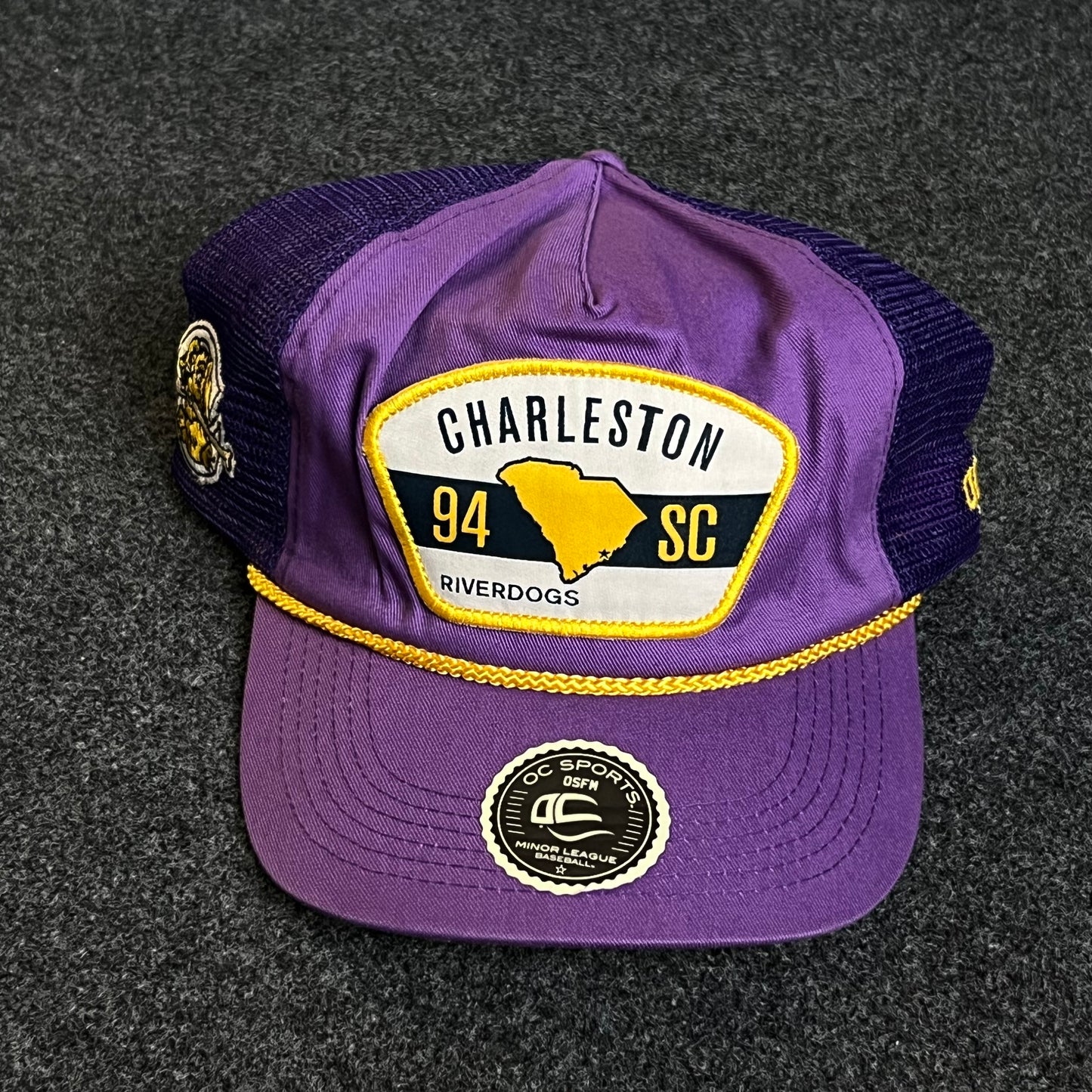 Mesh Trucker Cap – Purple & Dark Purple Mesh (“Charleston SC • 84” Patch, Rope Cord)