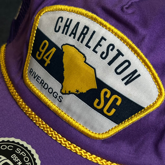 Mesh Trucker Cap – Purple & Dark Purple Mesh (“Charleston SC • 84” Patch, Rope Cord)