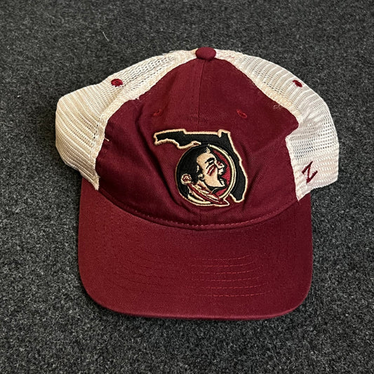 Florida State Seminoles Mesh Trucker Cap – Garnet & White Mesh (Logo Patch)