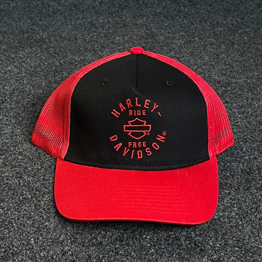 Harley-Davidson Red & Black Mesh Trucker Cap