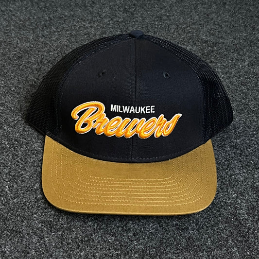 Milwaukee Brewers Script Trucker Adjustable Hat