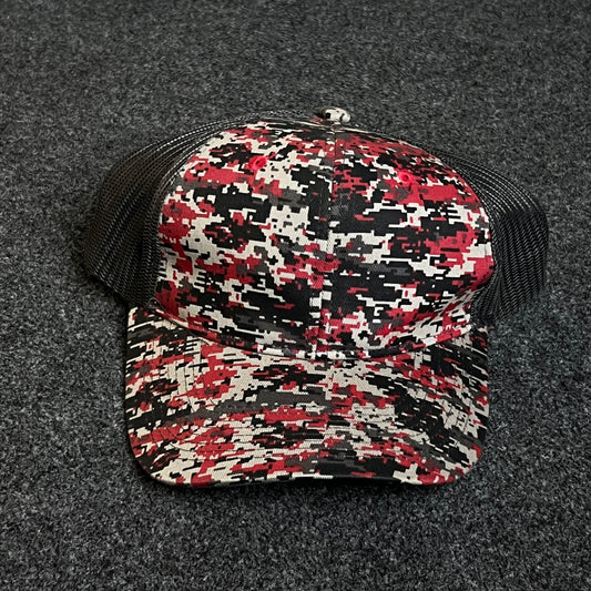 Red Static Camo Mesh Trucker Hat