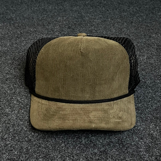 Blank Brown Corduroy Rope Trucker Hat