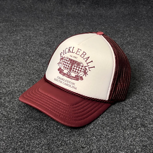 Pickleball-themed trucker hat