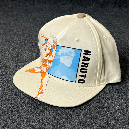 Naruto Flat Cap – Cream with Character Graphic