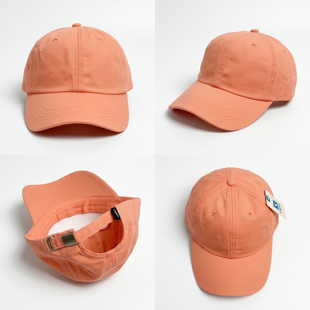 Adjustable Peach Orange Unstructured Cotton Cap