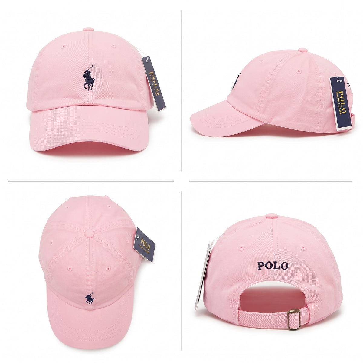 Dad Cap Unstructured in Salmon Coral/Navy Blue