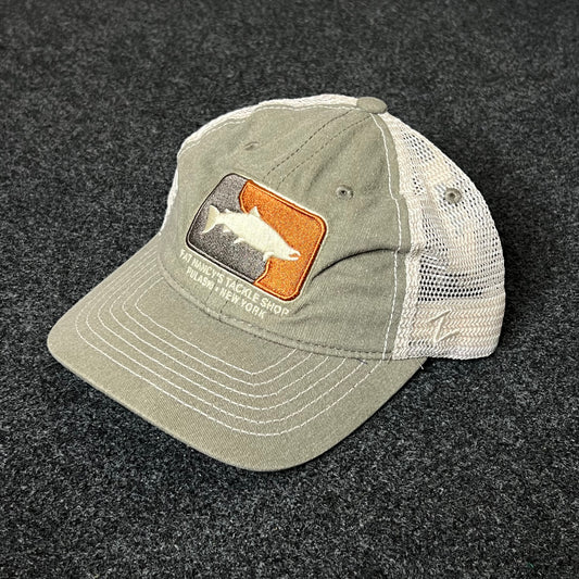 Fish Patch Trucker Hat – Olive Green & White Mesh Cap