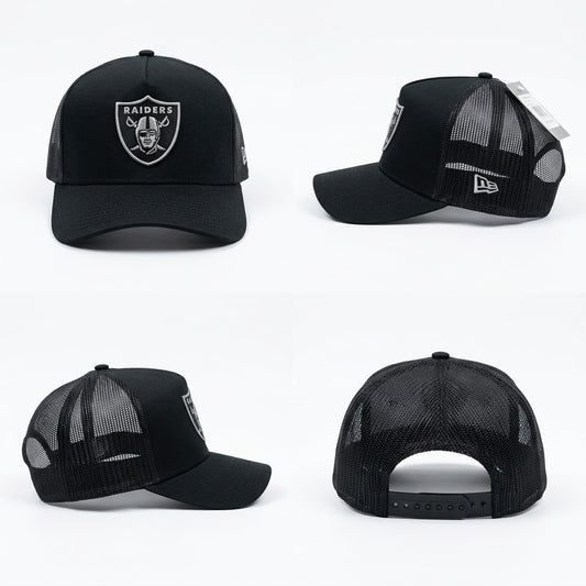 Black Raiders Shield Trucker Snapback Cap