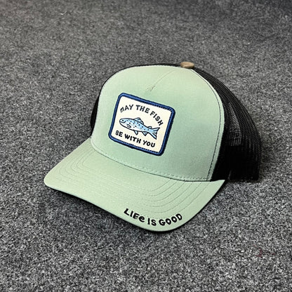 Life Is Good “May the Fish Be With You” Trucker Hat – Mint Green/Black