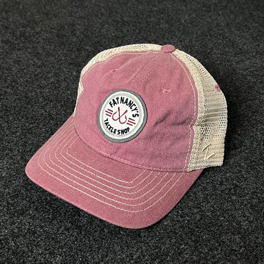 Patriarch’s Bait & Tackle Trucker Hat – Vintage Rose & Tan Mesh