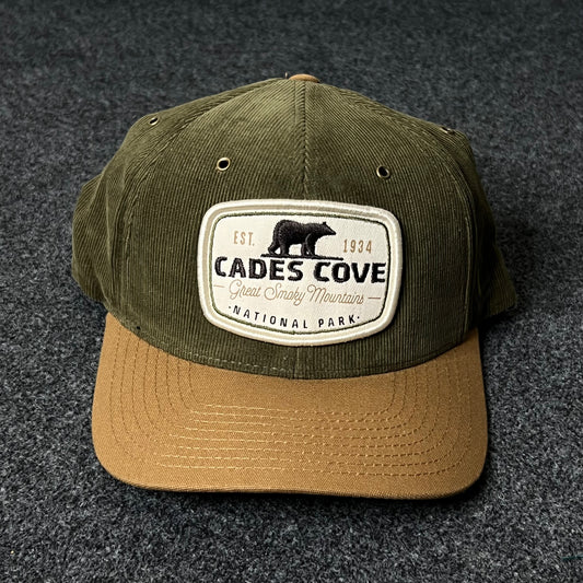 Cades Cove National Park Baseball Cap – Olive & Brown