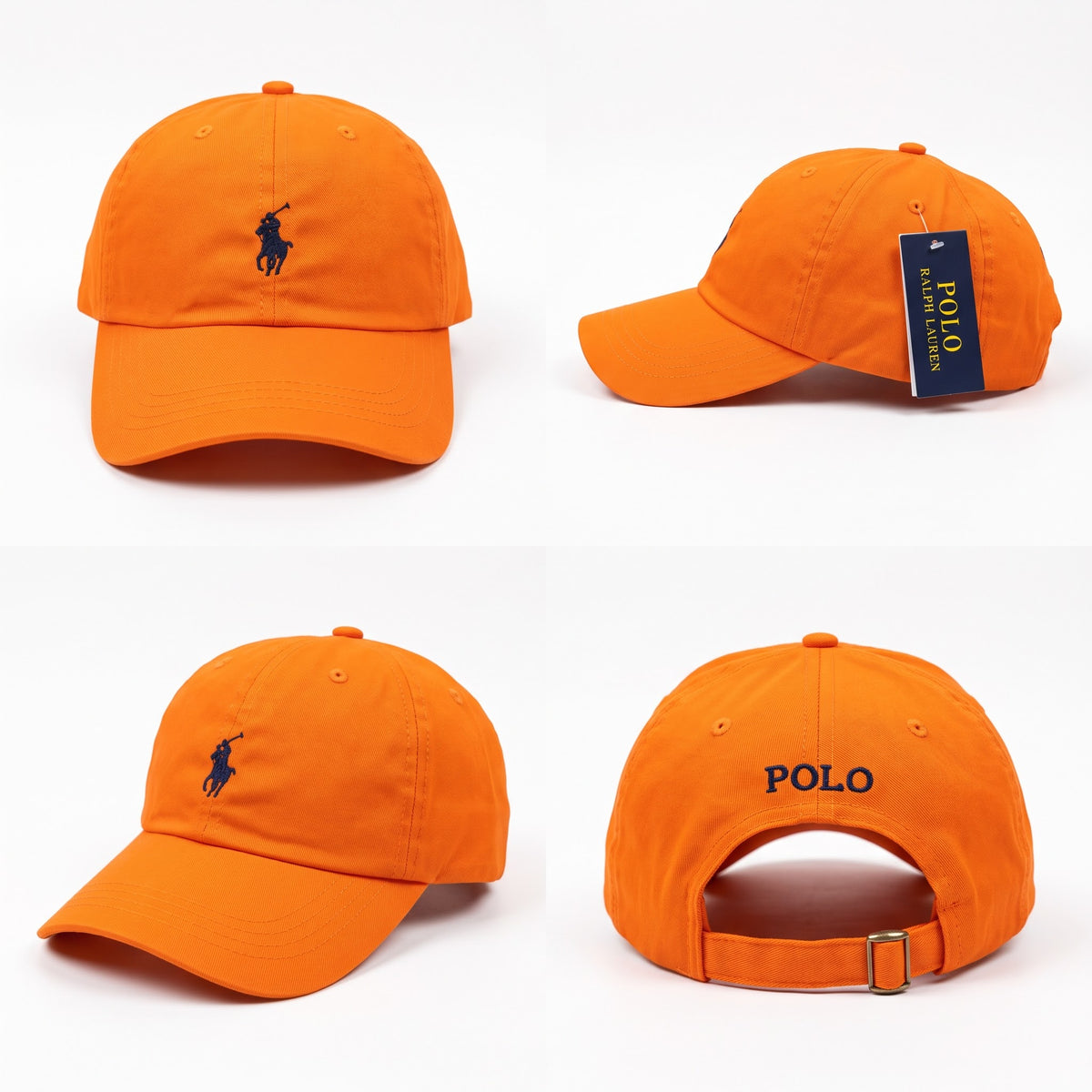 Orange Embroidered Cotton Twill Cap