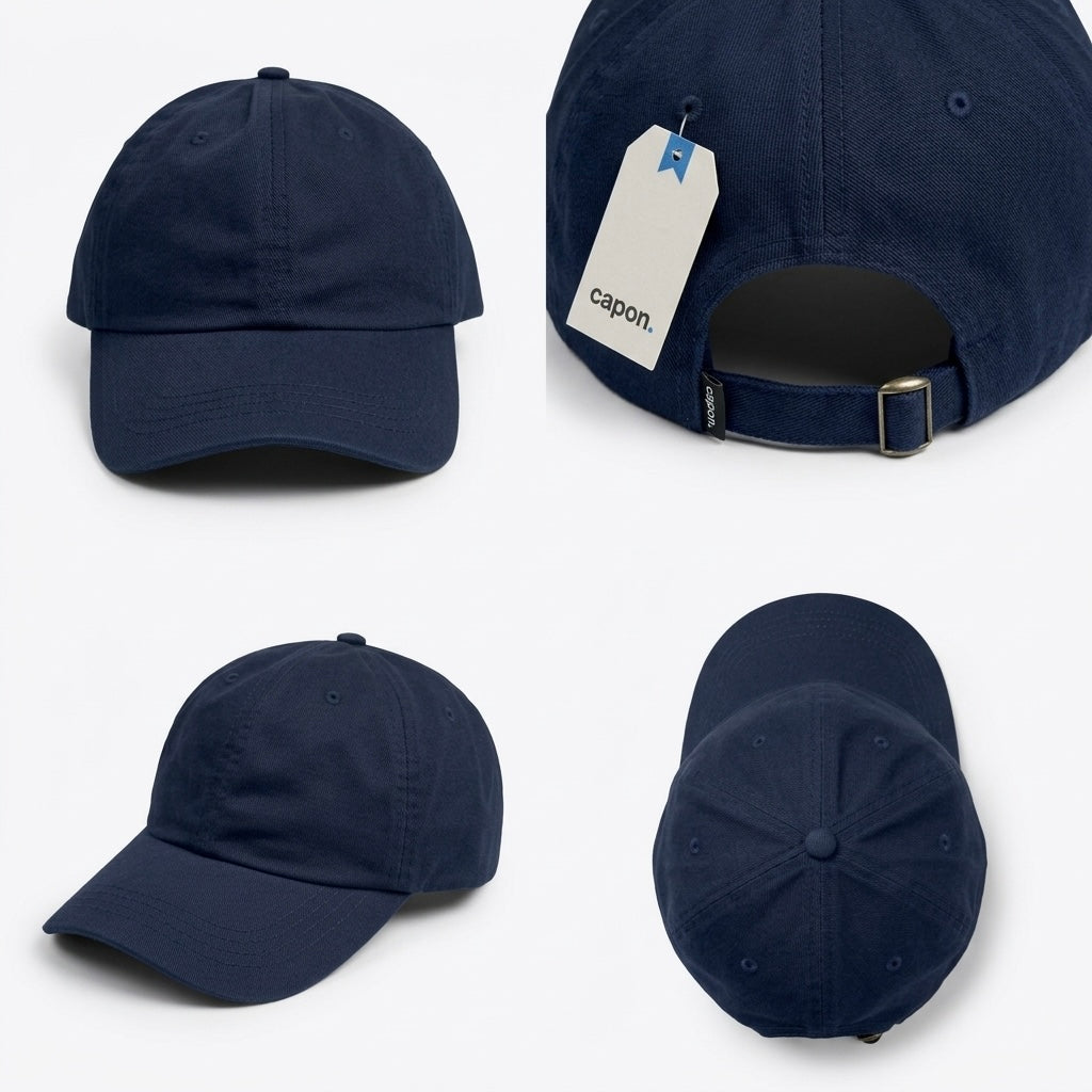 Adjustable Navy Blue Unstructured Cotton Cap