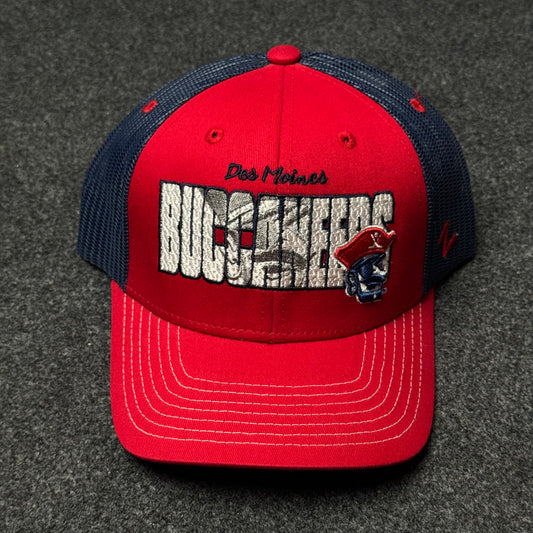 Des Moines Buccaneers "Red & Royal" Trucker Cap ( KIDS CAP AGE 6-18 )