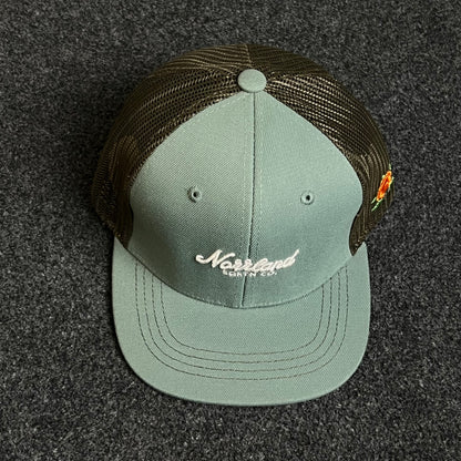 SQRTN Tgn Patch Hooked Olive/Black Trucker hat  ( KIDS CAP AGE 6-18 )