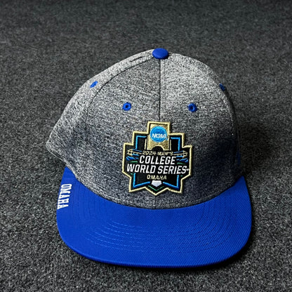College World Series Fitted  Cap – Heather Gray & Royal Blue ( XL size )
