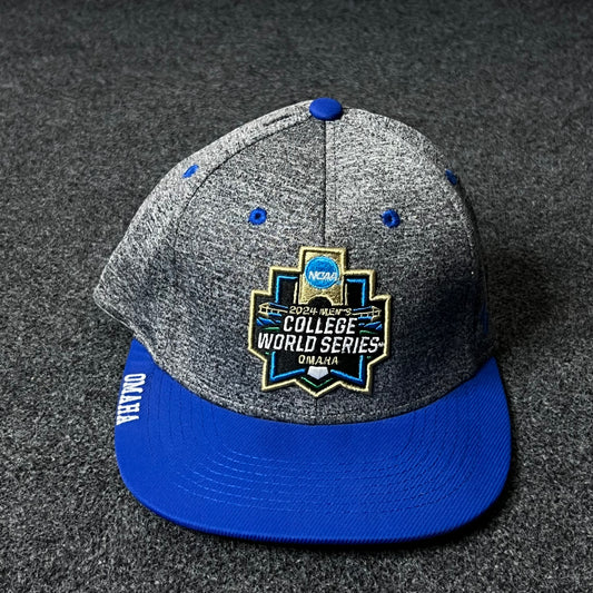 College World Series Fitted  Cap – Heather Gray & Royal Blue ( XL size )