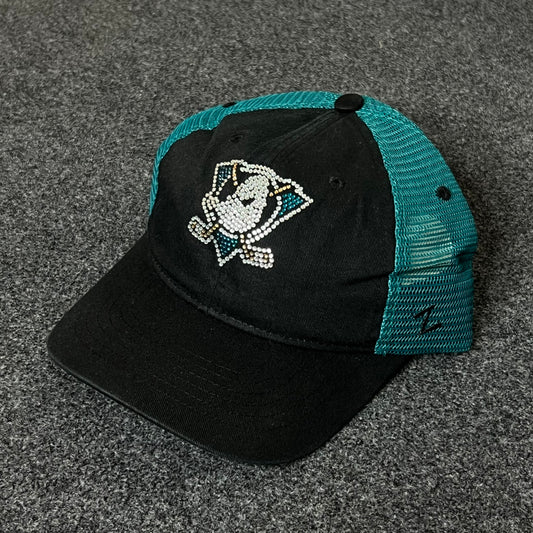 Mighty Ducks Trucker Hat – Teal & Black Mesh Cap