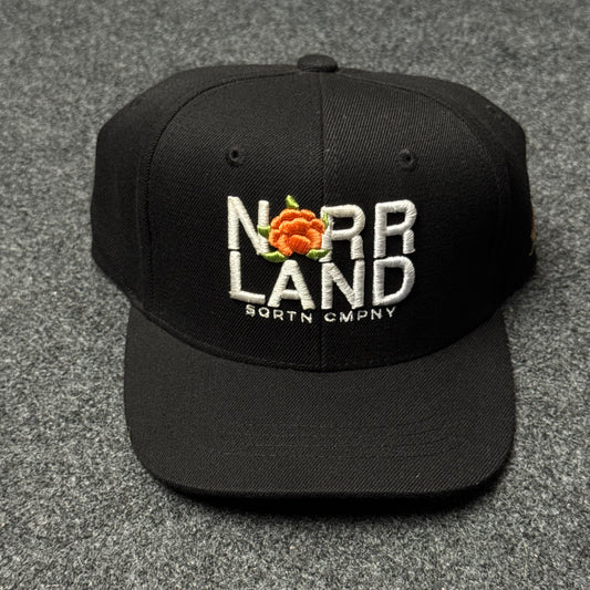 SQRTN Company "Norrland Rose" Black Snapback Cap ( KIDS CAP AGE 6-18 )