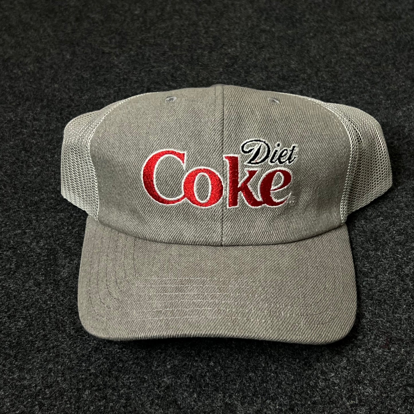Diet Coke Vintage Trucker Hat – Gray & White Mesh