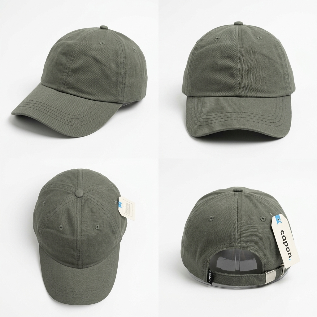 Adjustable Charcoal Grey / Dark Khaki Unstructured Cotton Cap