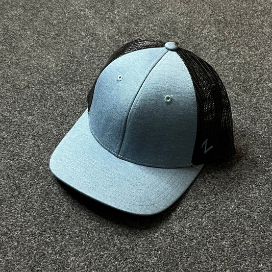 Light Blue & Black Trucker Hat – Casual Mesh Snapback