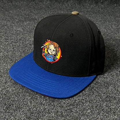 Chucky Flat Cap – Black , Blue & Red