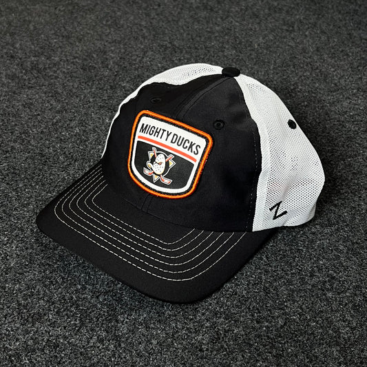 Mighty Ducks Trucker Hat – Black & White Mesh Cap