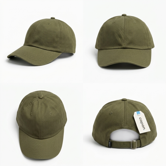 Adjustable Olive Green Unstructured Cotton Cap