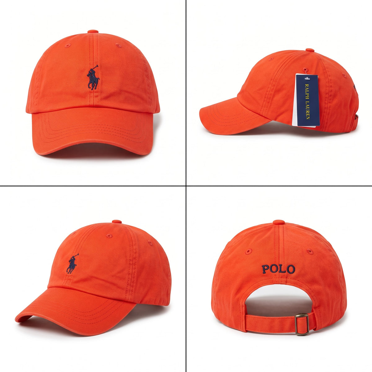 Deep Orange Embroidered Cotton Twill Cap