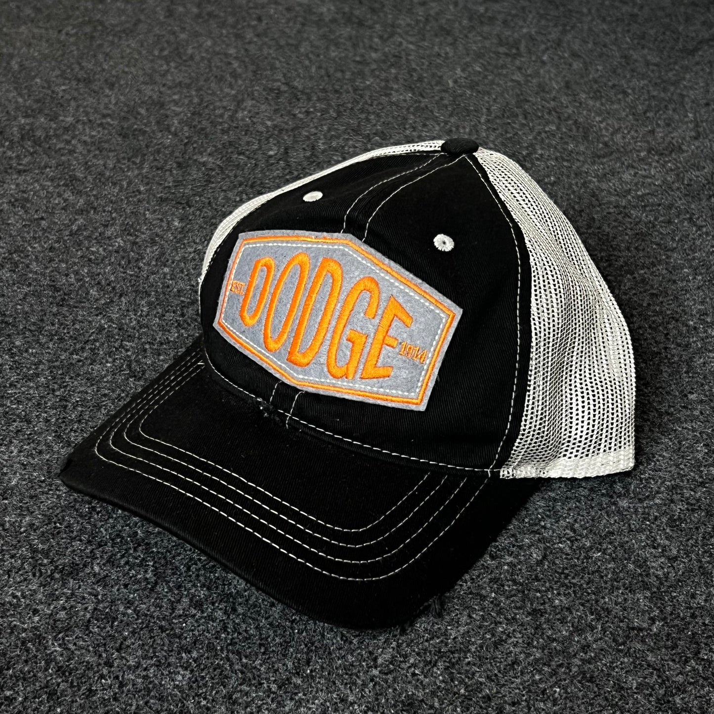 Dodge Trucker Hat – Black & White Mesh Cap