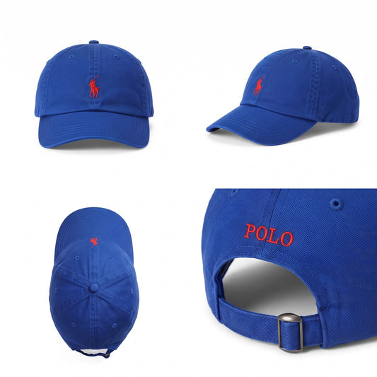 Dad Cap Unstructured  in  Royal Blue/Red