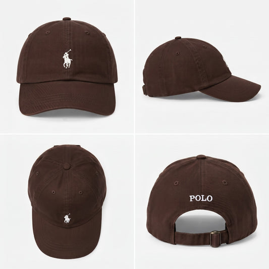 Dad Cap Unstructured in Dark Chocolate Brown/Cream