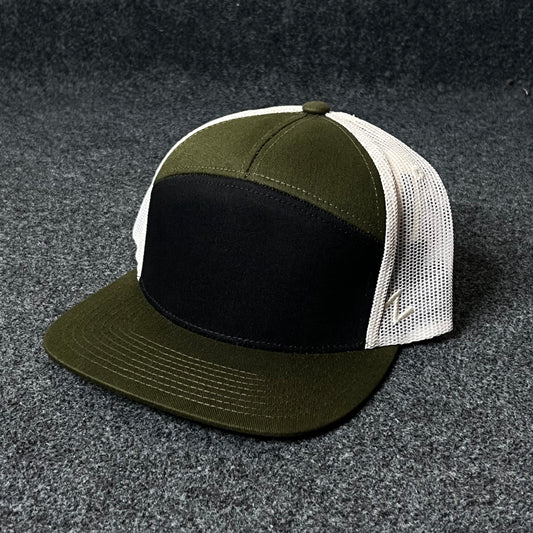 Capelli Sport Blank Trucker Cap – Olive, Black & White Mesh