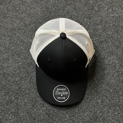 Black & White Classic Trucker Hat – Mesh Snapback Cap