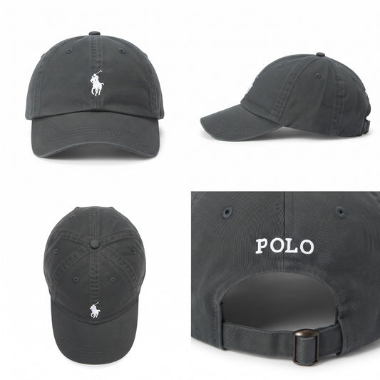 Dark Grey Cap with White Pony Embroidery