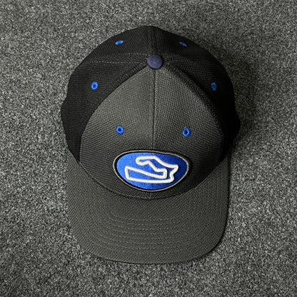 Capelli Sport “Track Logo” Flat Cap – Black & Royal Blue