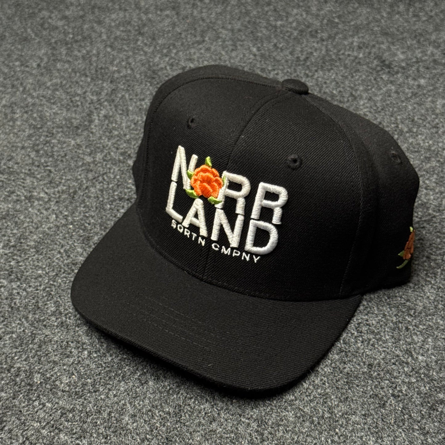 SQRTN Company "Norrland Rose" Black Snapback Cap ( KIDS CAP AGE 6-18 )