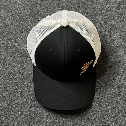 Number 7 Trucker Hat – Black, White & Black Mesh Snapback