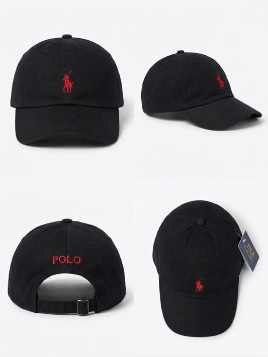 Dad Cap Unstructured in Black/Red